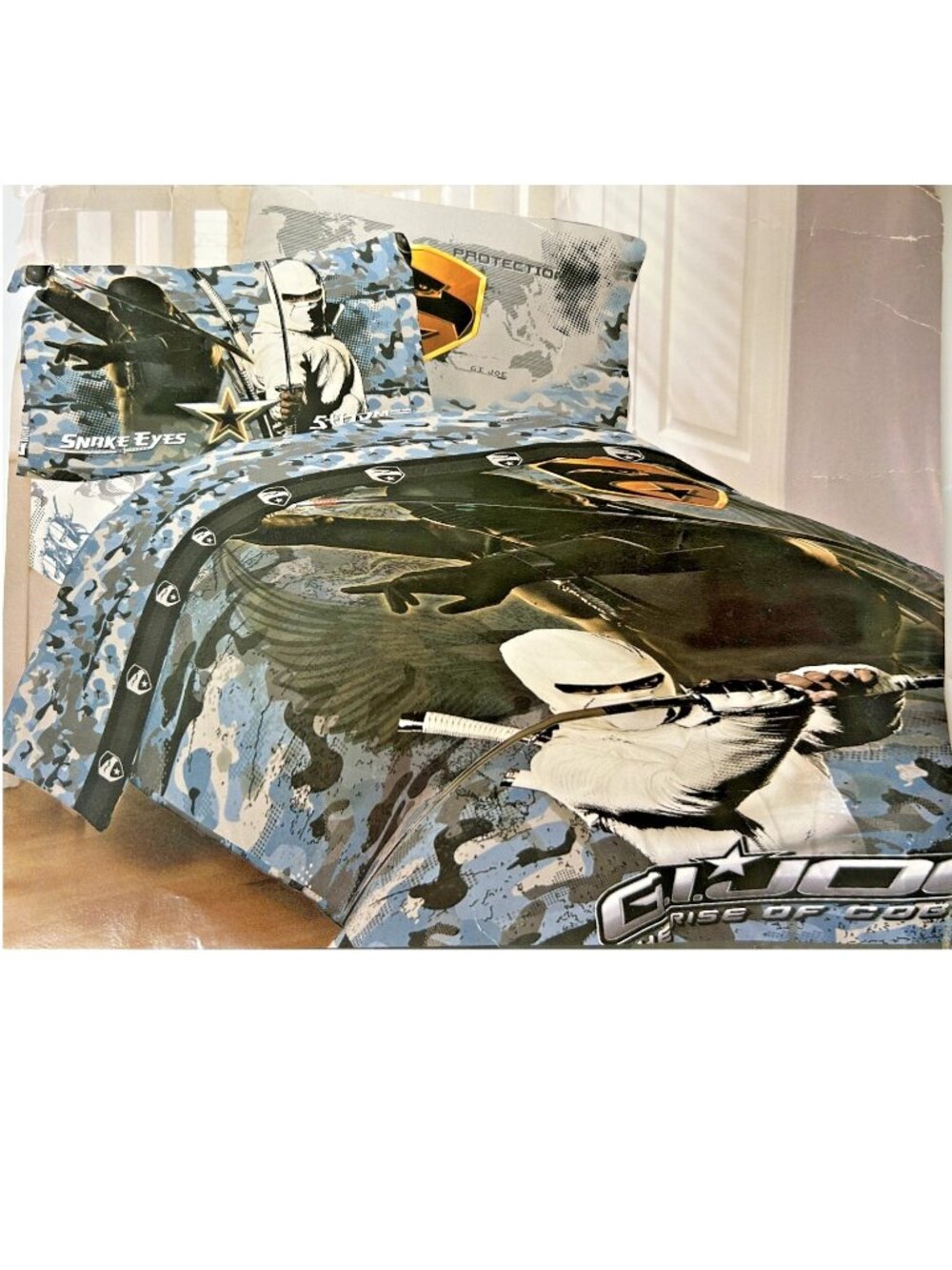NEW~FULL sz Comforter+Sheet Set~vintage G.I. Joe army camo ninja Rise of cobra